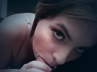 Teenager gives point of view suck off